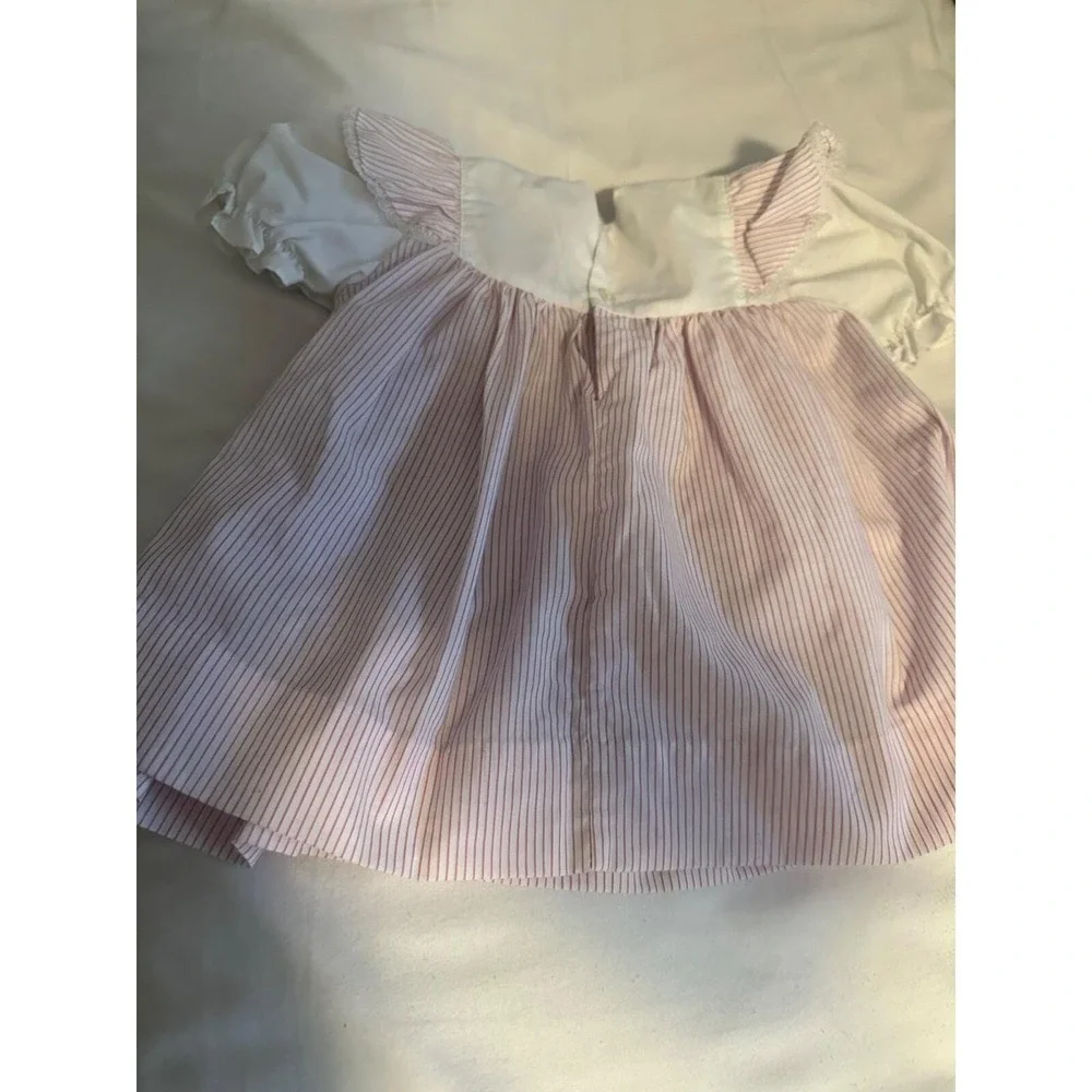 Baby girl‎ vintage pink and white striped dress 12M